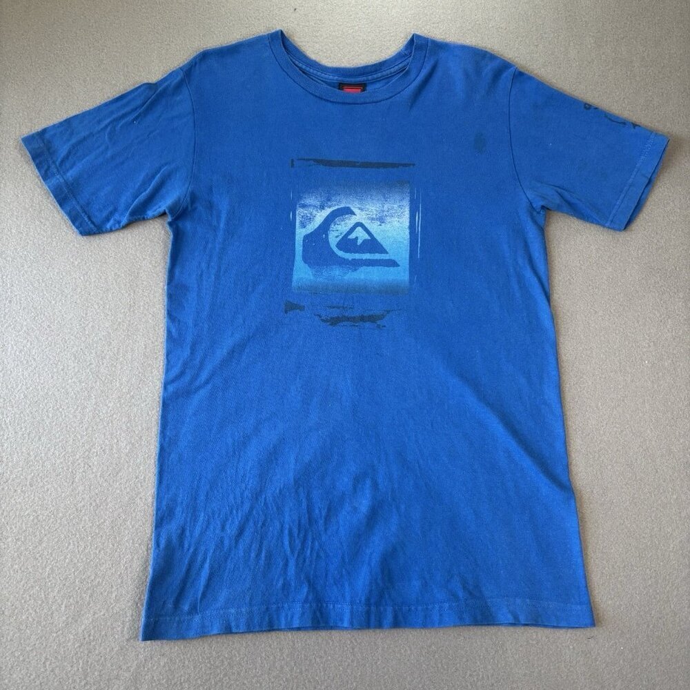 Vintage 90s Quiksilver Youth T-shirt XL Blue Y2K‎ Streetwear Skater Skateboard